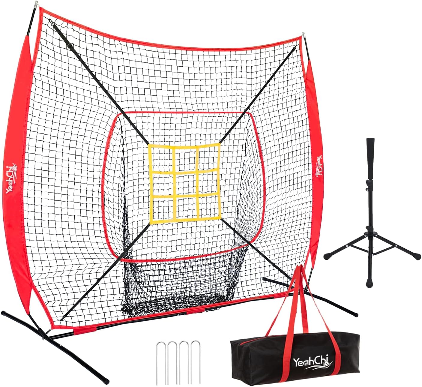 77FT Baseball Net with Batting Tee for All Skill Levels