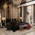 Satin King Size Duvet Cover Set 3PCs - Black Red Green Vogue