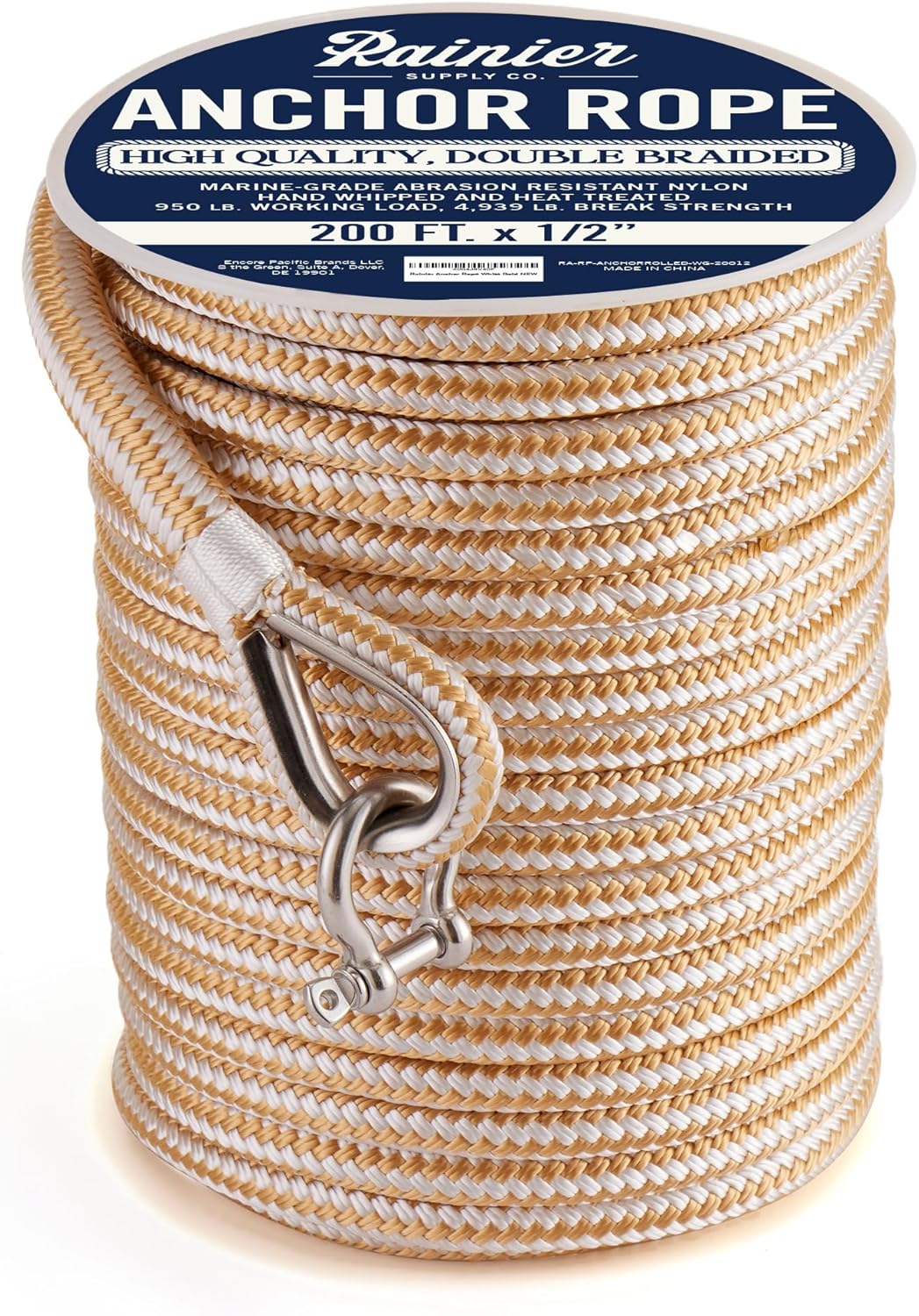 RainierSupplyCo Boat Anchor Rope - Durable Marine Grade Line