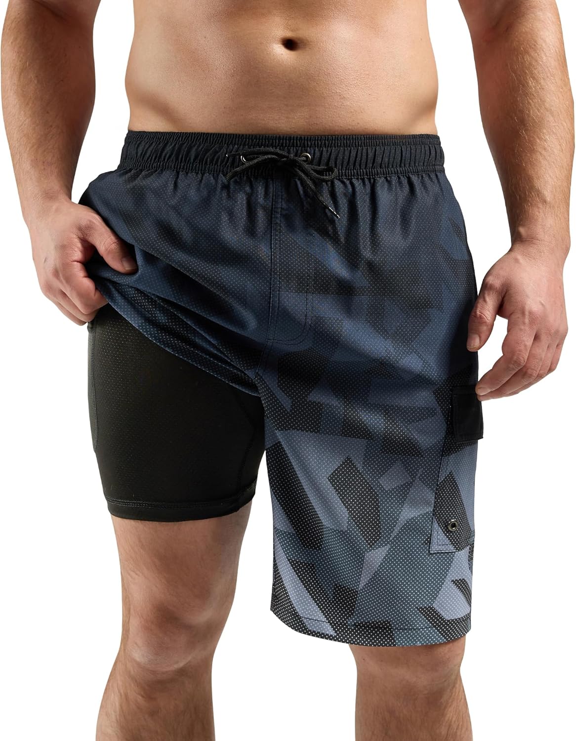 SILKWORLD Men's Swim Trunks with Compression Liner for Comfort