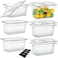 6 Pack NSF Food Pans with Lids, 1/3 Size 6in Deep - Stackable Clear
