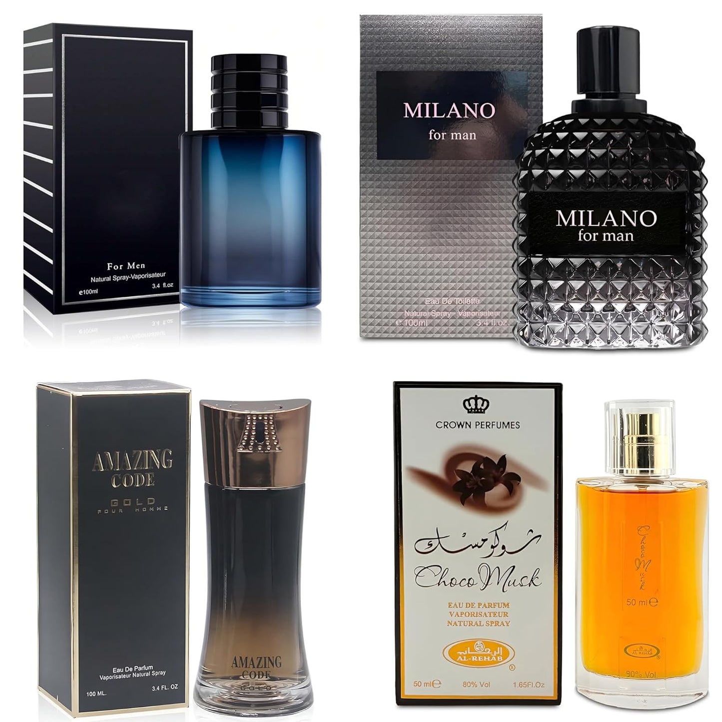 4-Piece Cologne Set for Men with Woody, Spicy, Citrus Scents