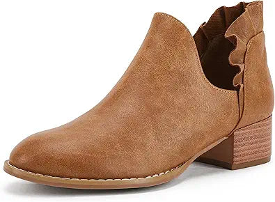 FISACE Womens Ruffled Ankle Boots for Stylish Western Looks