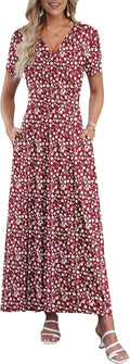 Maxi Dresses for Women Ankle Length Floral Print Beach Long Flowy deep