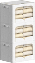 3 Pack Clothes Storage Bins Foldable Metal Frame Linen Organizer