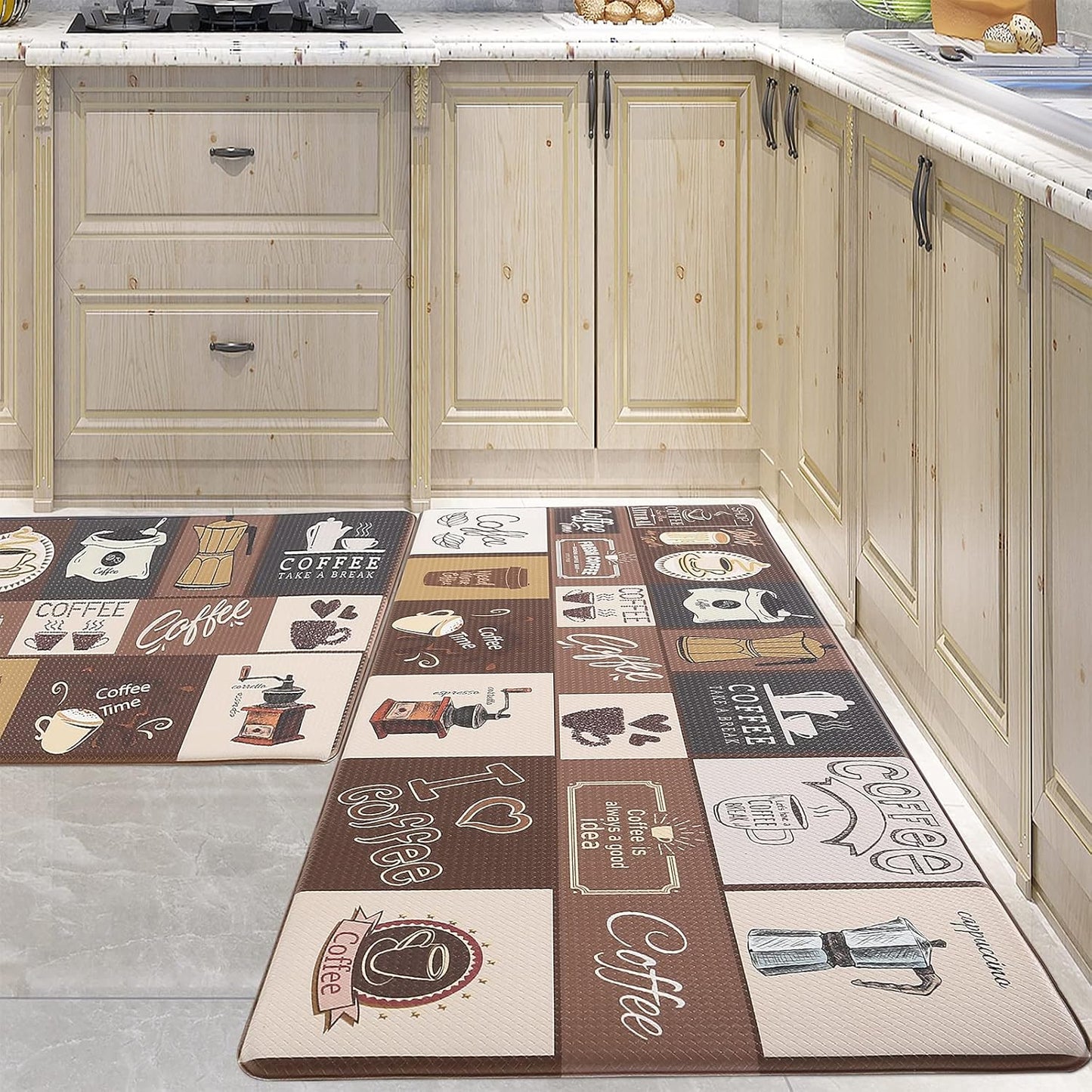 Extra Large Kitchen Mats for Floor Coffee Themed Kitchen Rugs