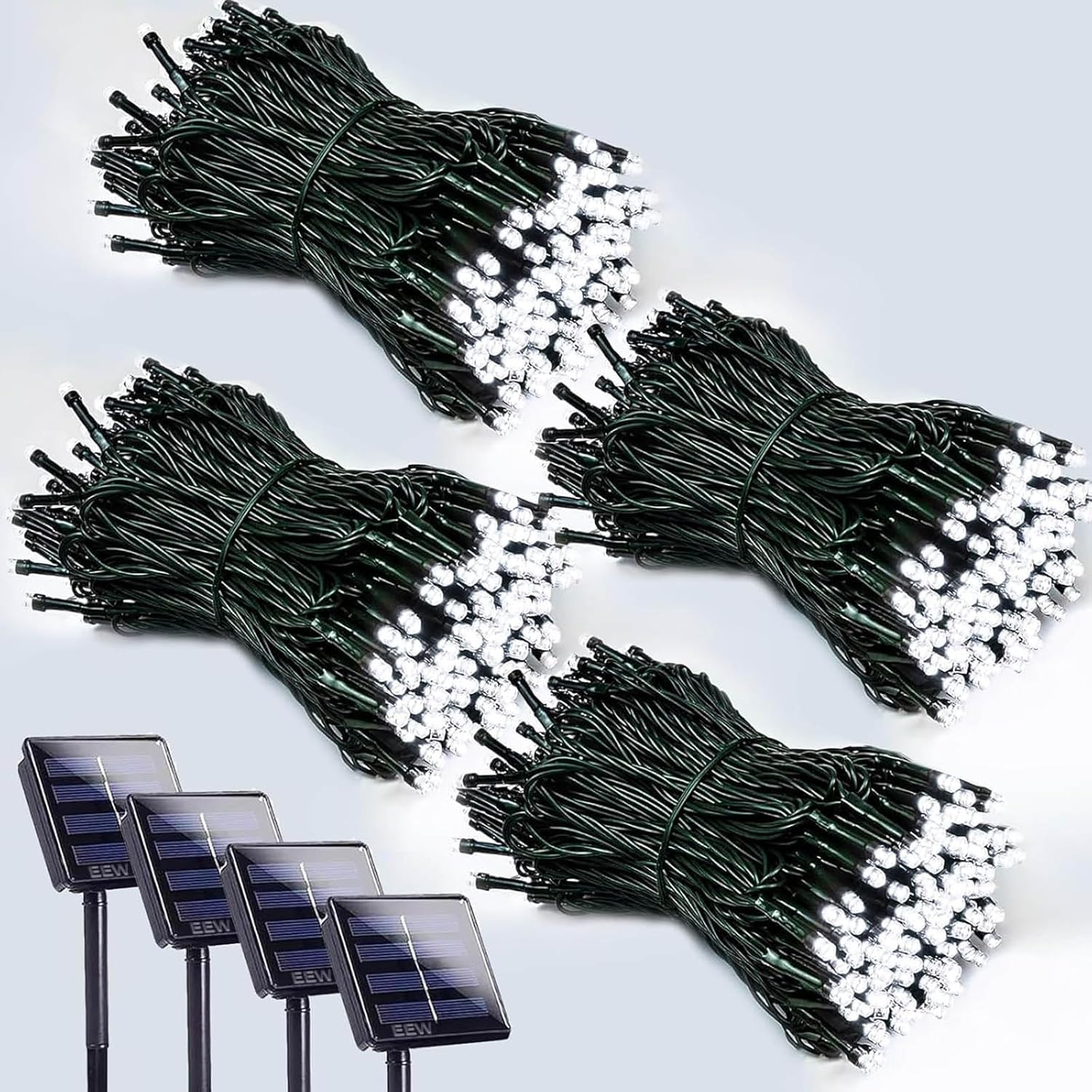 4 Pack 400 LED Solar String Lights for Outdoor Christmas Decor