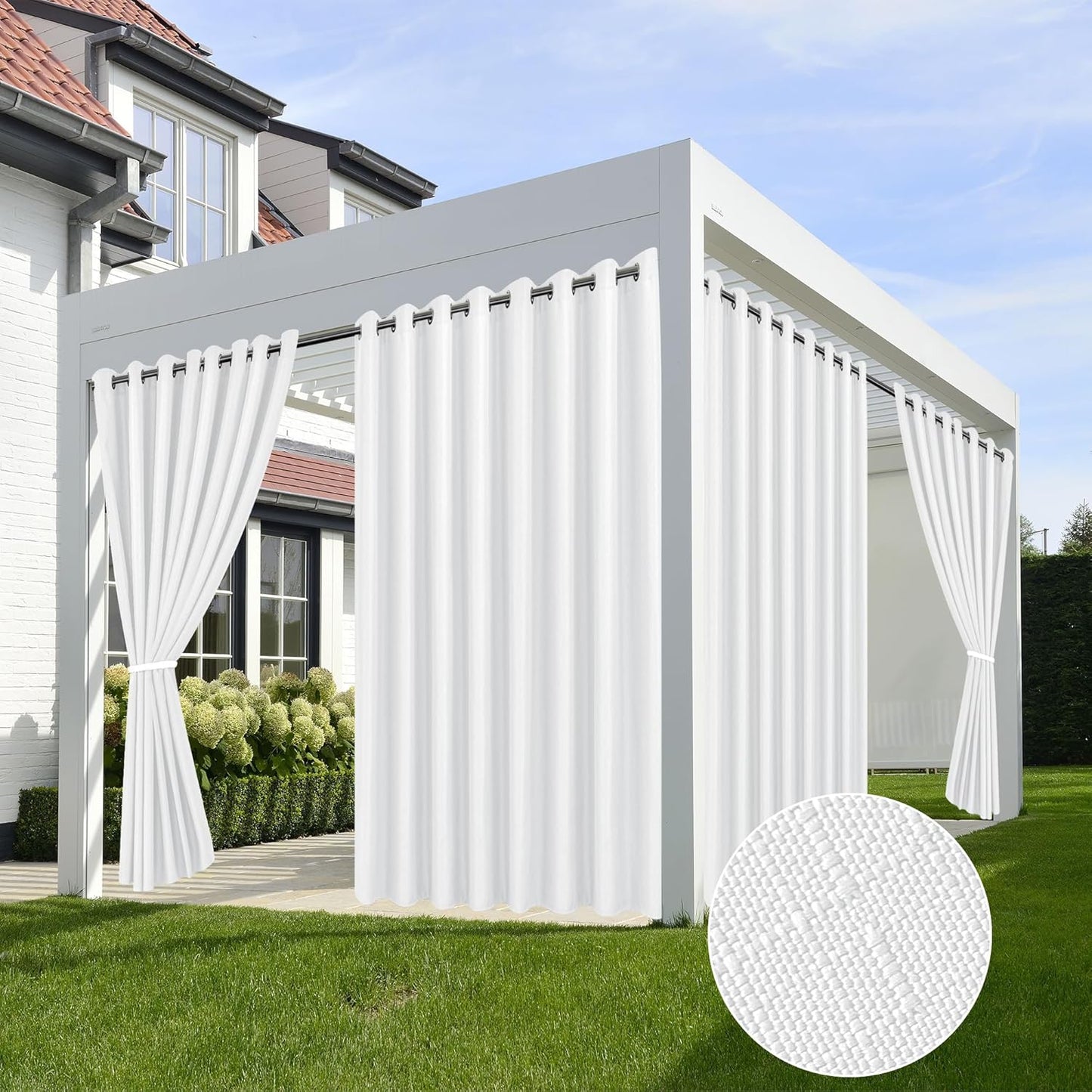 Linen Outdoor Curtains for Patio Waterproof Privacy 95 Inch
