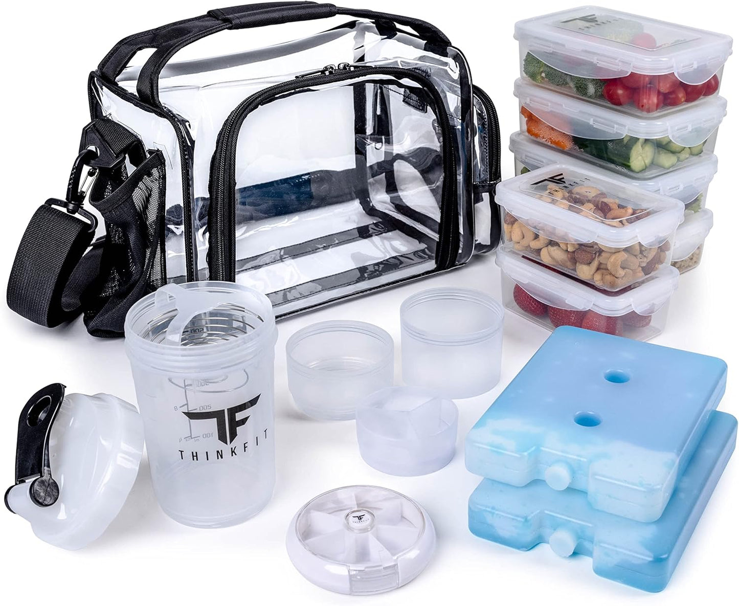 ThinkFit Clear Lunch Bag with Meal Prep Containers for Work