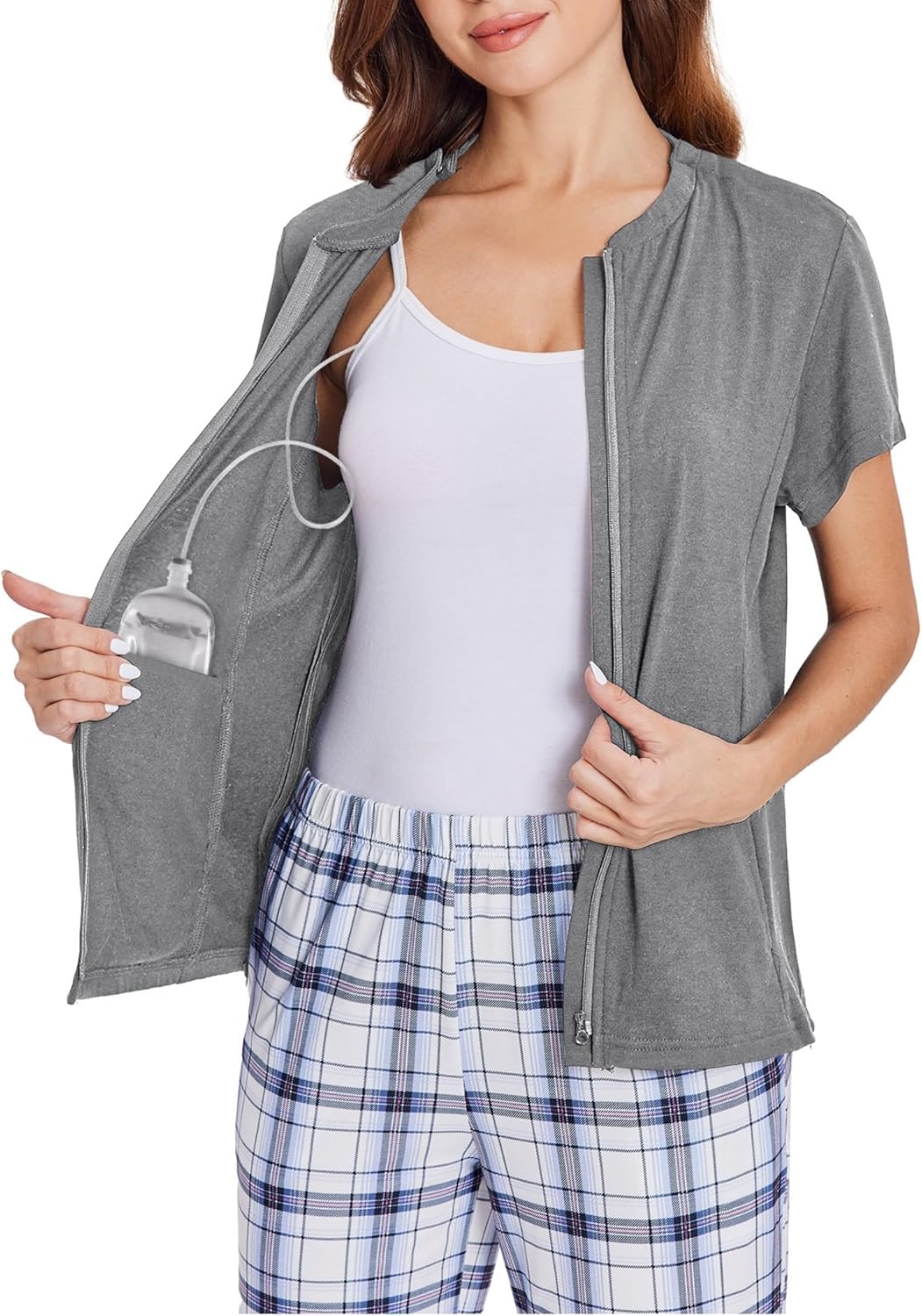 Deyeek Mastectomy Shirts with Drain Pockets for Recovery