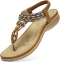 Womens Arch Support Sandals - Bohemian T-Strap Comfort Sandals