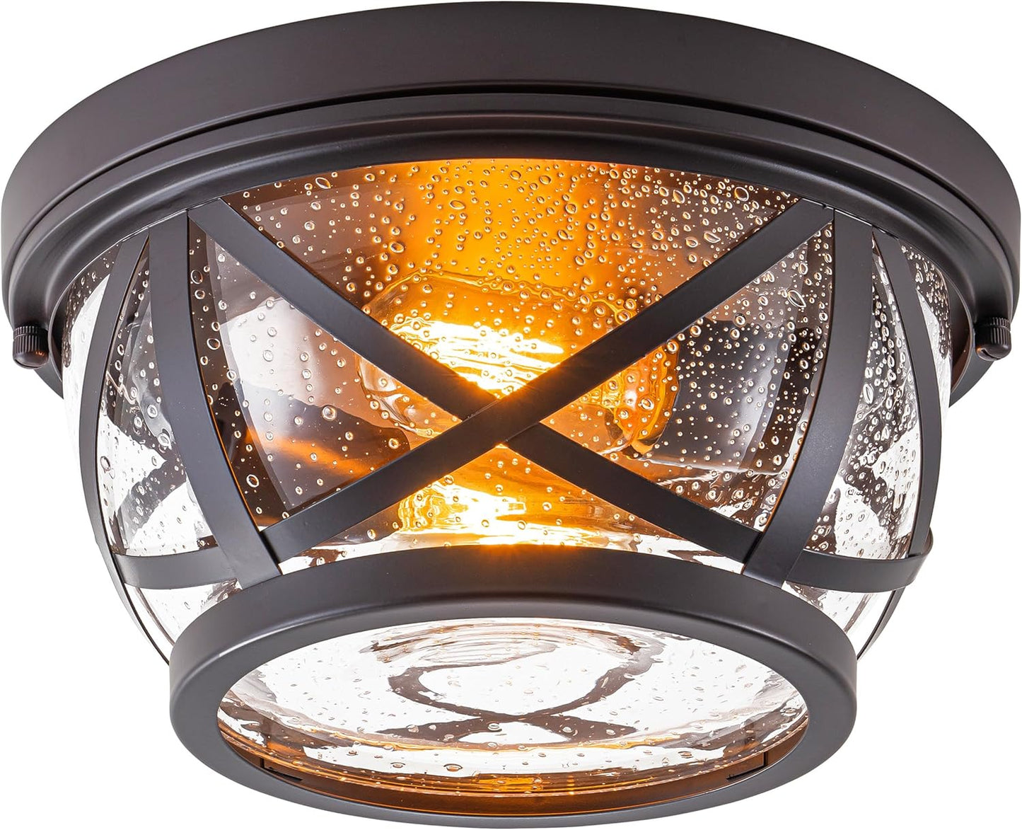 Industrial Farmhouse Bronze Flush Mount Ceiling Light Fixture