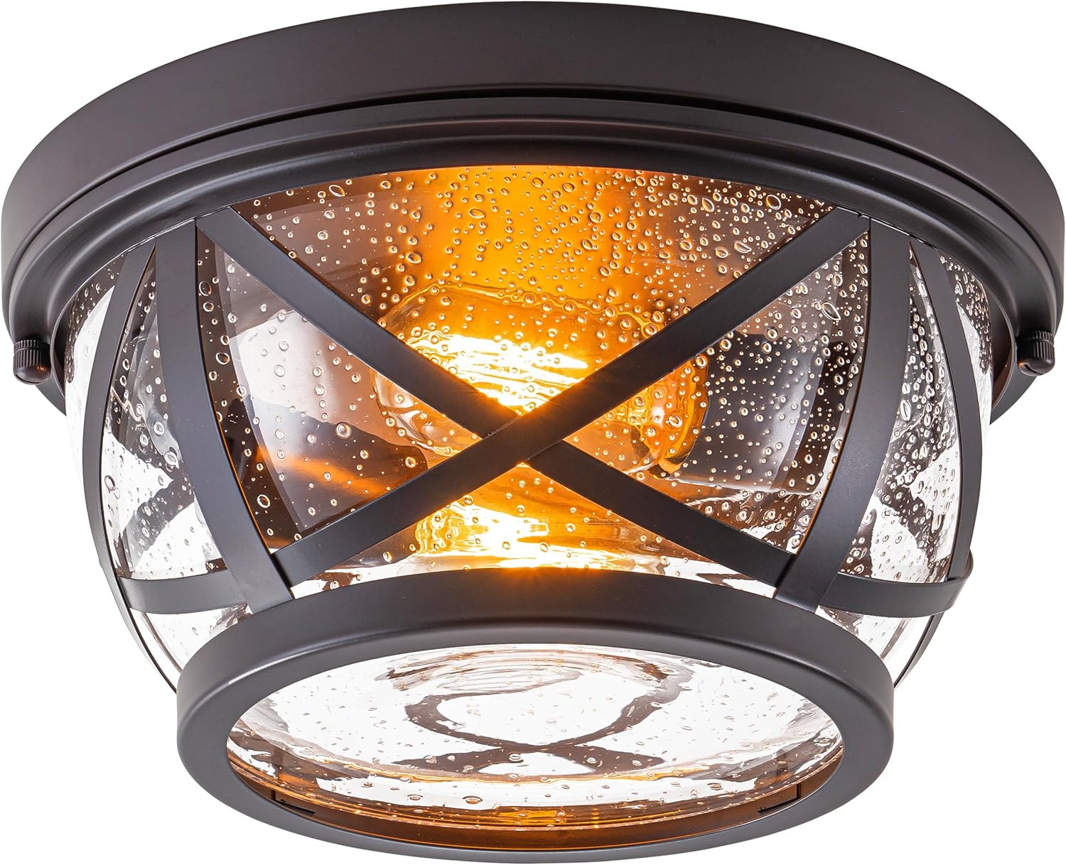 Industrial Farmhouse Bronze Flush Mount Ceiling Light Fixture