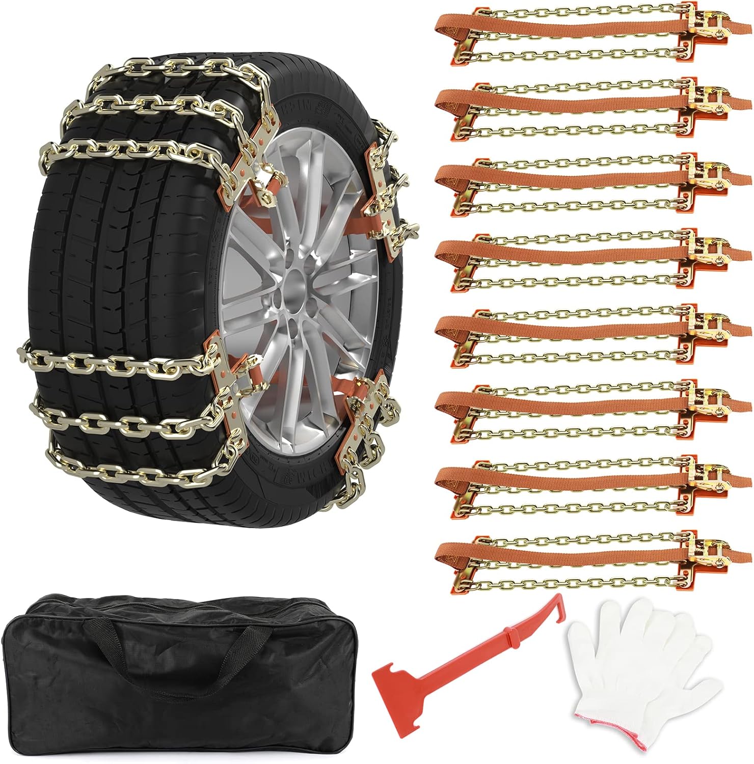 SCITOO Snow Chains for Cars and SUVs - Quick Easy Installation