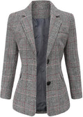 Women's Notch Lapel 2 Button Boyfriend Blazer - Classic Houndstooth