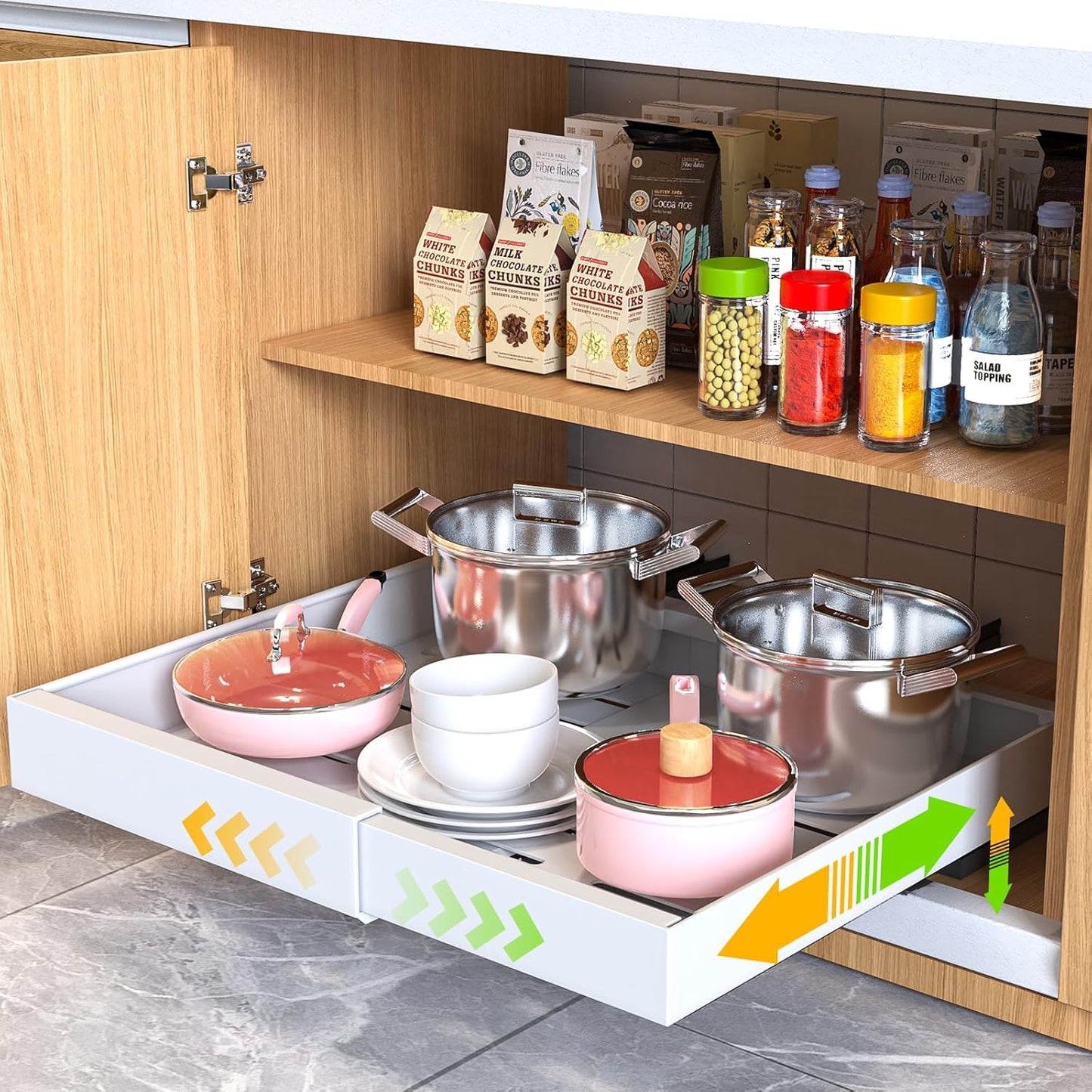 Expandable Pull Out Cabinet Organizer for Kitchen Pantry Storage