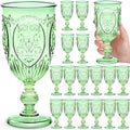 18 Pack Plastic Goblets 10oz Green Vintage-Style Party Glassware