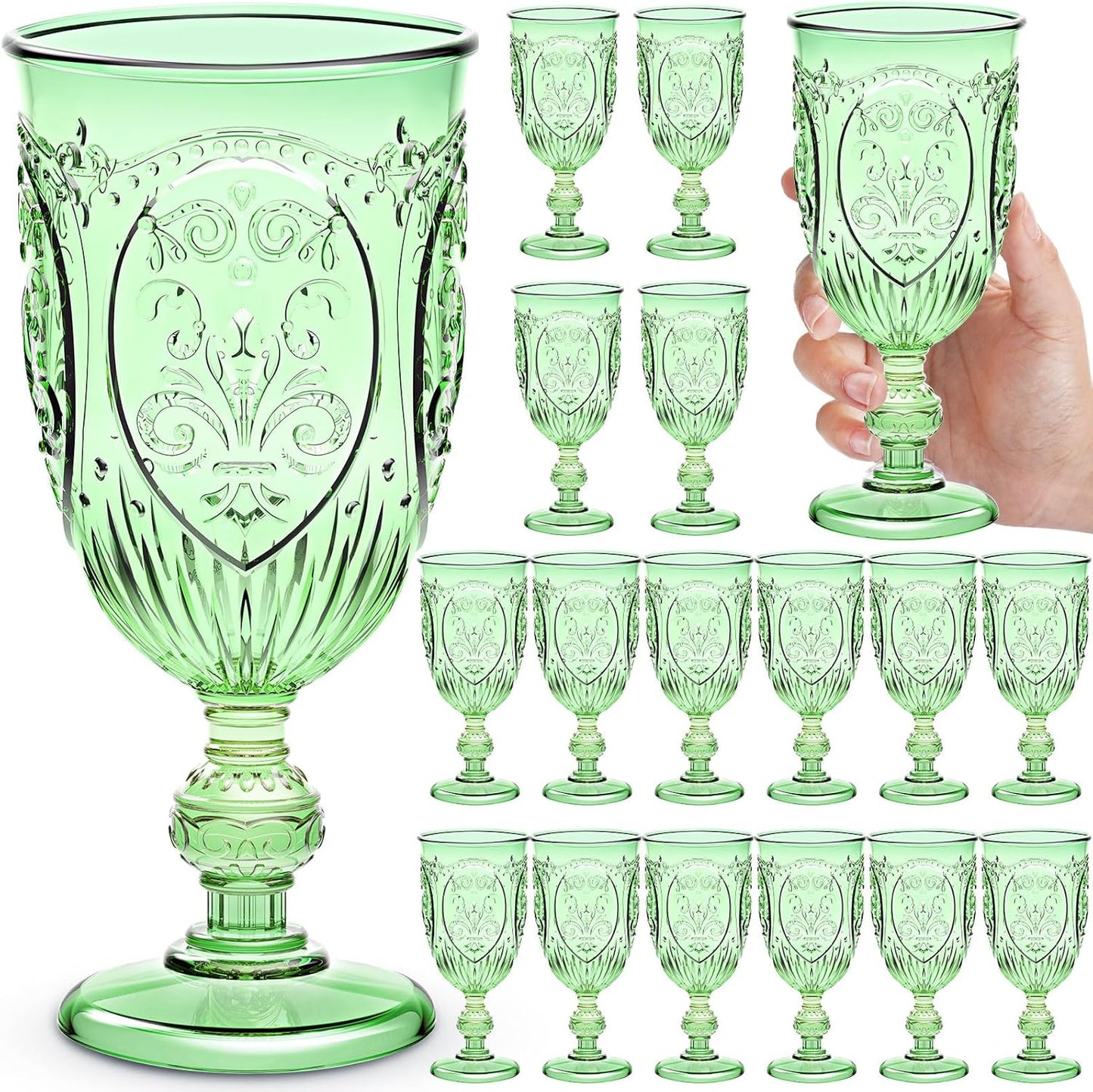 18 Pack Plastic Goblets 10oz for Weddings and Parties