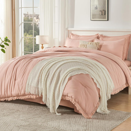 Andency California King Size Comforter Set with Sheets in Pink