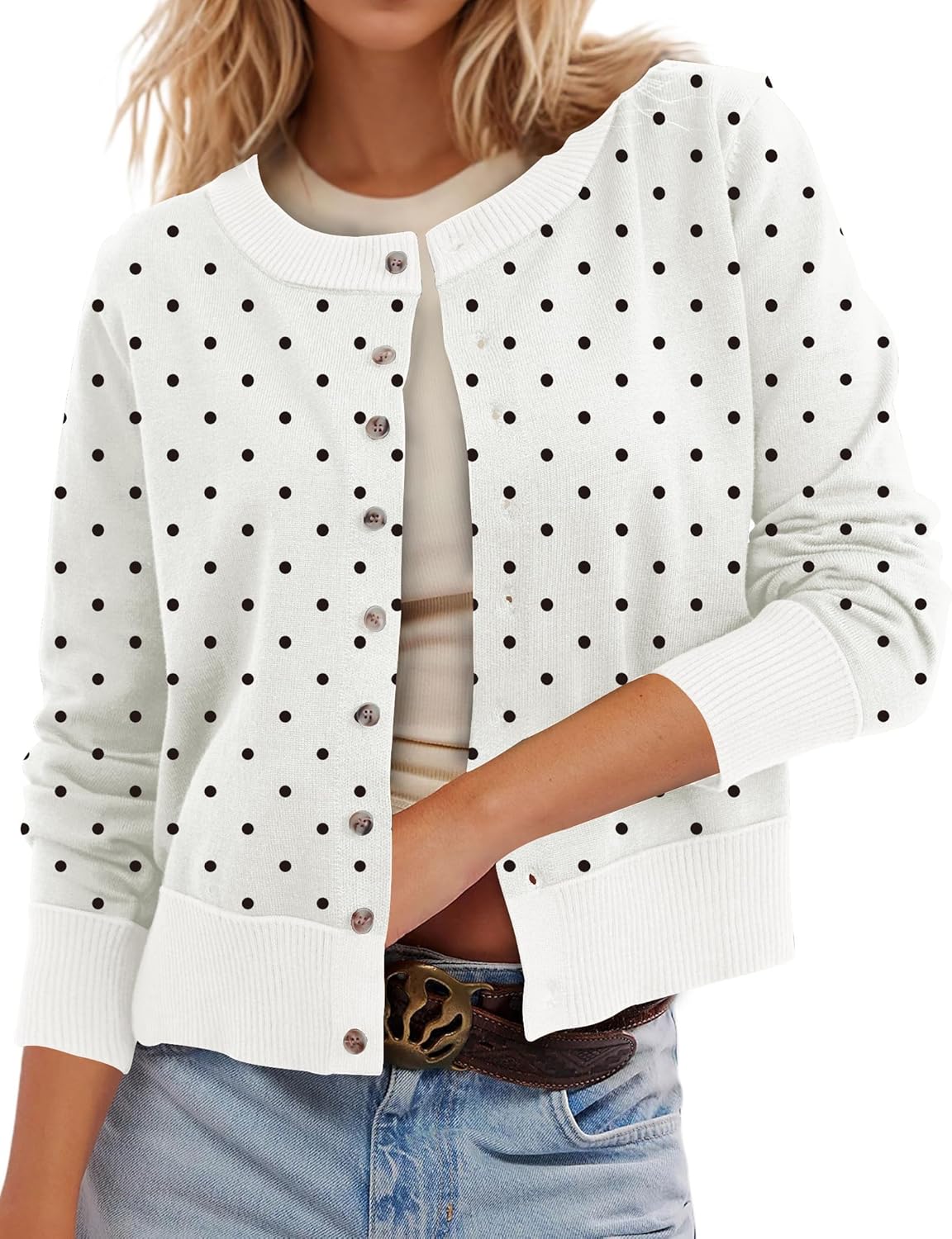 Leopard Cardigan Open Front Button Up Sweaters for Women
