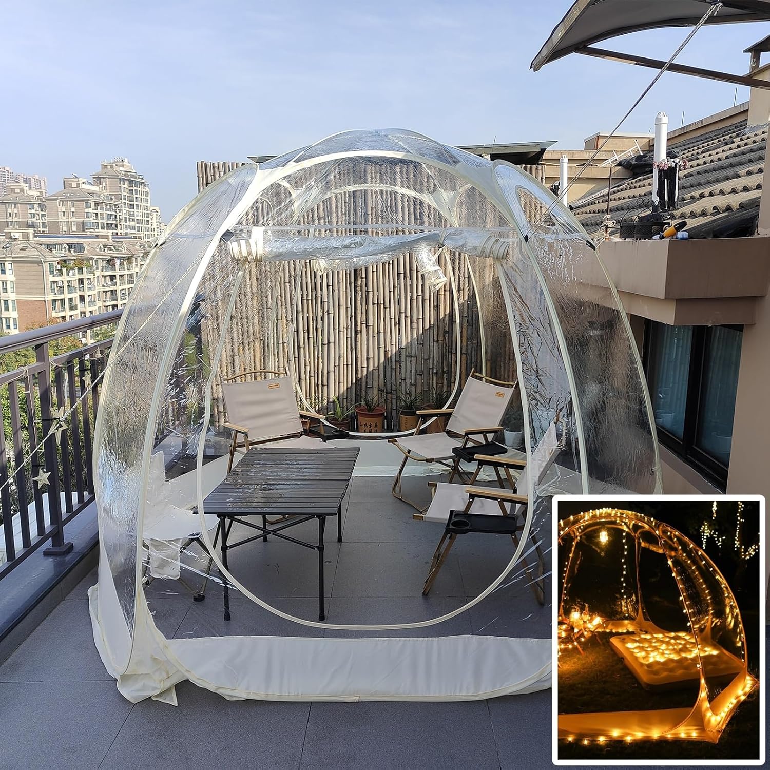 Oracra Bubble Tent: Pop Up Outdoor Shelter with Zipper & Lights