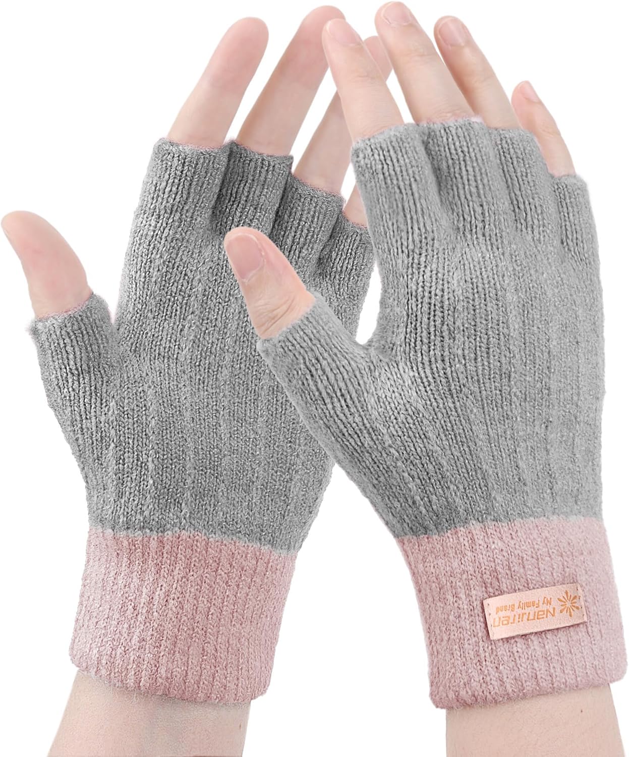 LADES Women's Knitted Thermal Fingerless Gloves