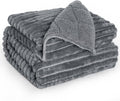 Sherpa Fleece Weighted Blanket with 3D Ribbed Stripes - 12 lb Cozy