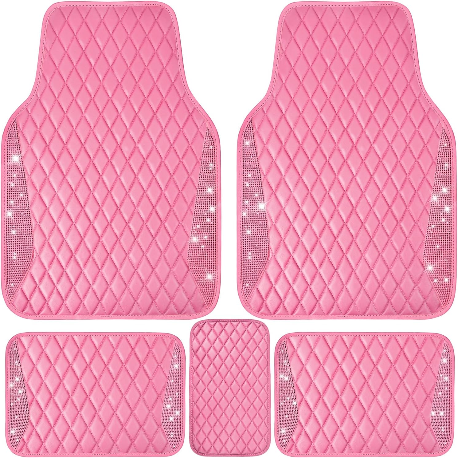 Bling Leather Car Mats with Rhinestones for Women and Girls