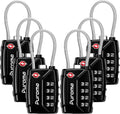 Puroma 6 Pack TSA Approved Luggage Locks - 4-Digit Cable Locks