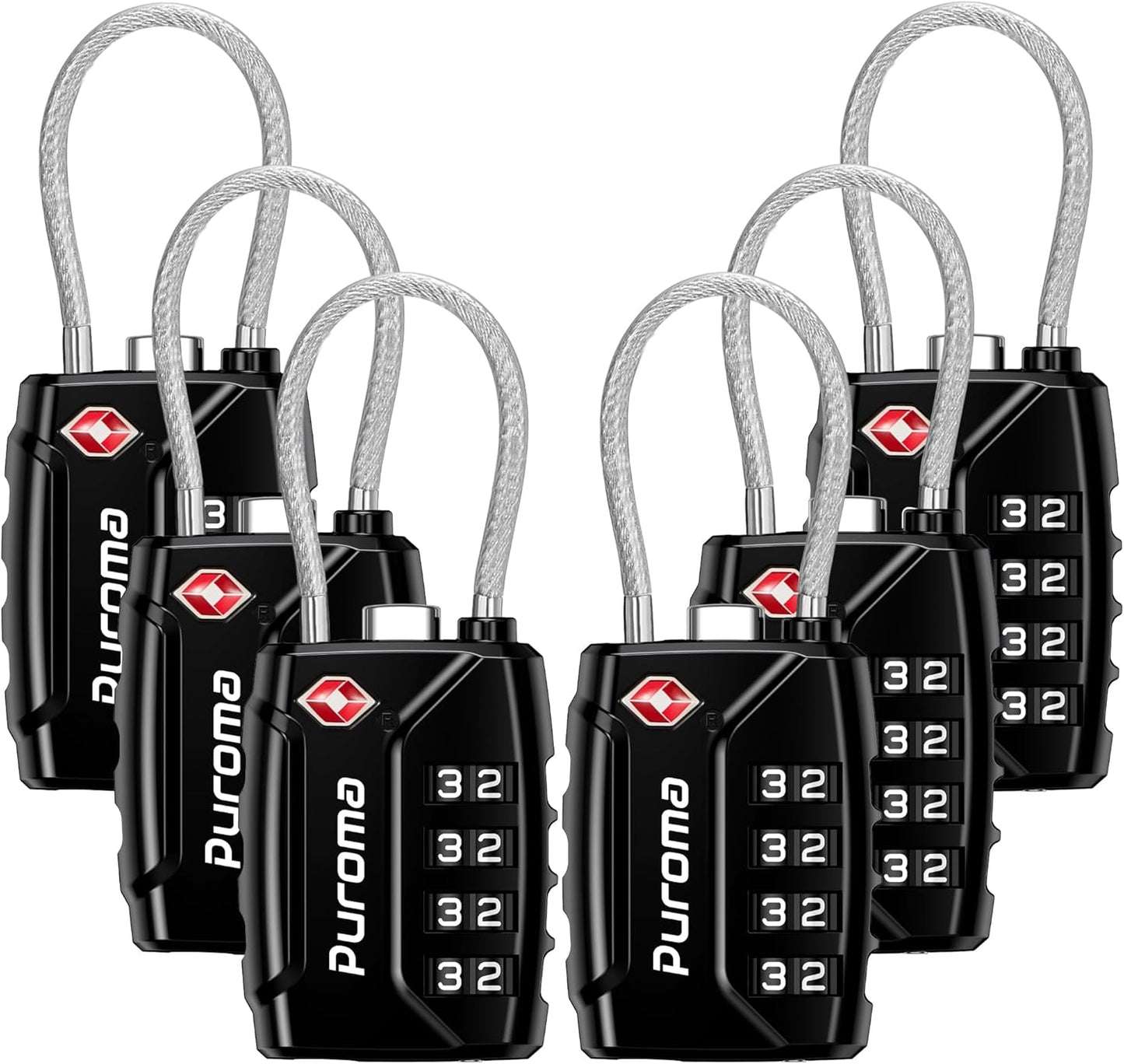 Puroma 6 Pack TSA Approved Luggage Locks for Travel Security