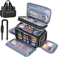 Large Sewing Supplies Organizer in Black - Double Layer Travel Bag