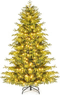 Goplus 6 ft Pre-Lit Artificial Christmas Tree - Lush Dual-Layer Look