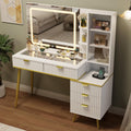48 in Large Makeup Vanity with Glass Top - Modern Fluted Dressing