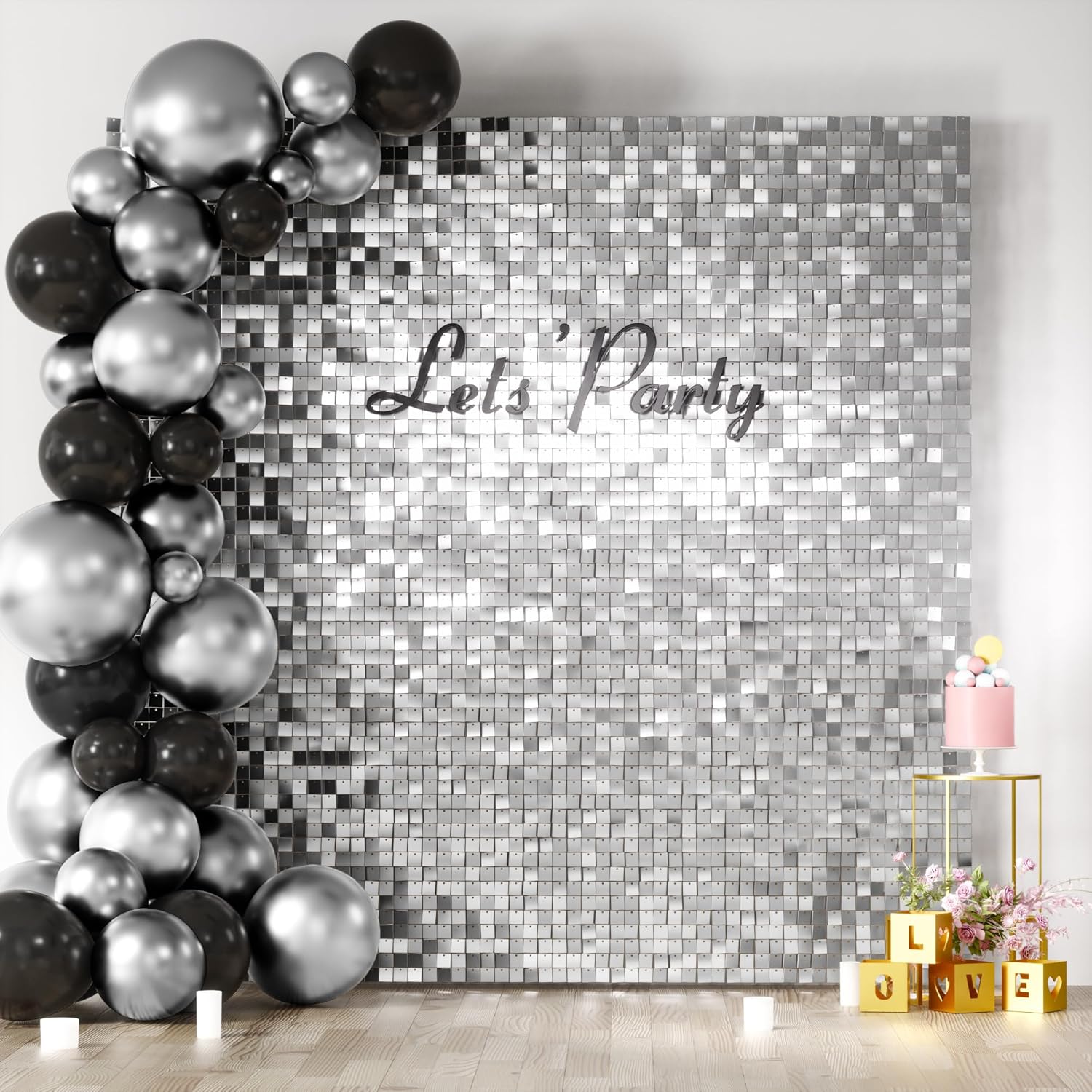 Silver Shimmer Wall Backdrop for Stunning Party Decorations