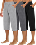 Huukeay Women's Capri Sweatpants 3-Pack - Cozy Wide Leg Capris Shoes