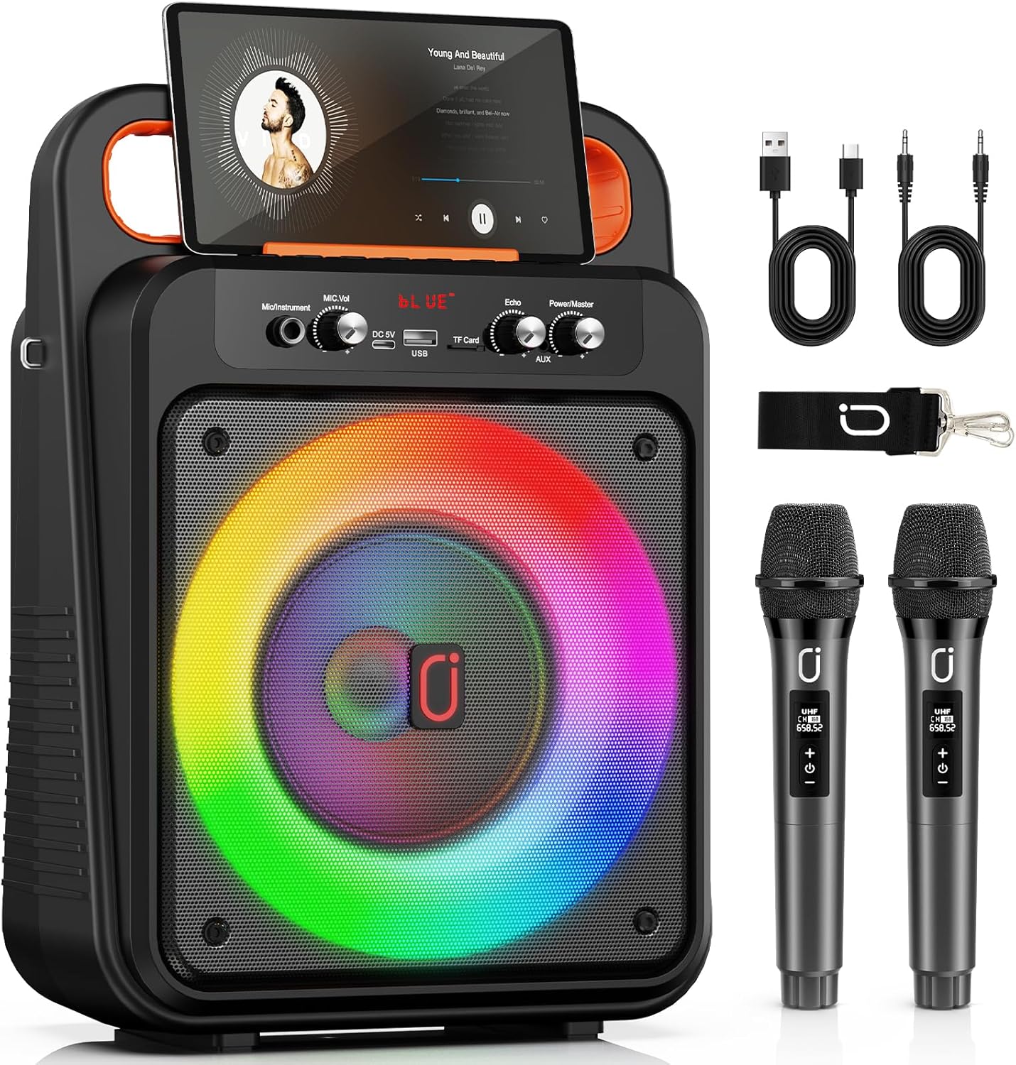 JYX Karaoke Machine with Wireless Microphones for Parties