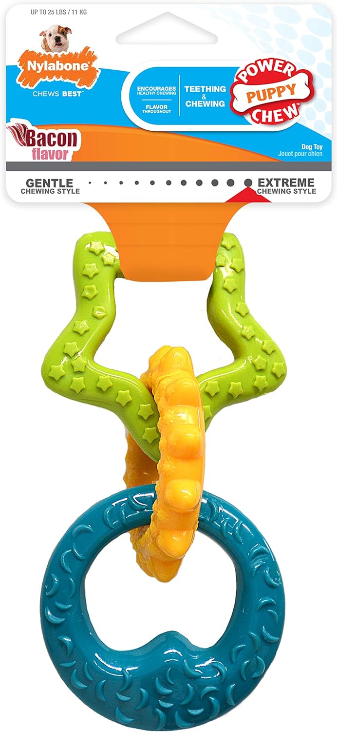 Nylabone Bacon Flavor Teething Ring Toy - Small Dogs, Aggressive Chewers