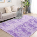 Area Rugs 9x12 Fluffy Tie-Dyed Purple Rug - Ultra Soft Memory Foam