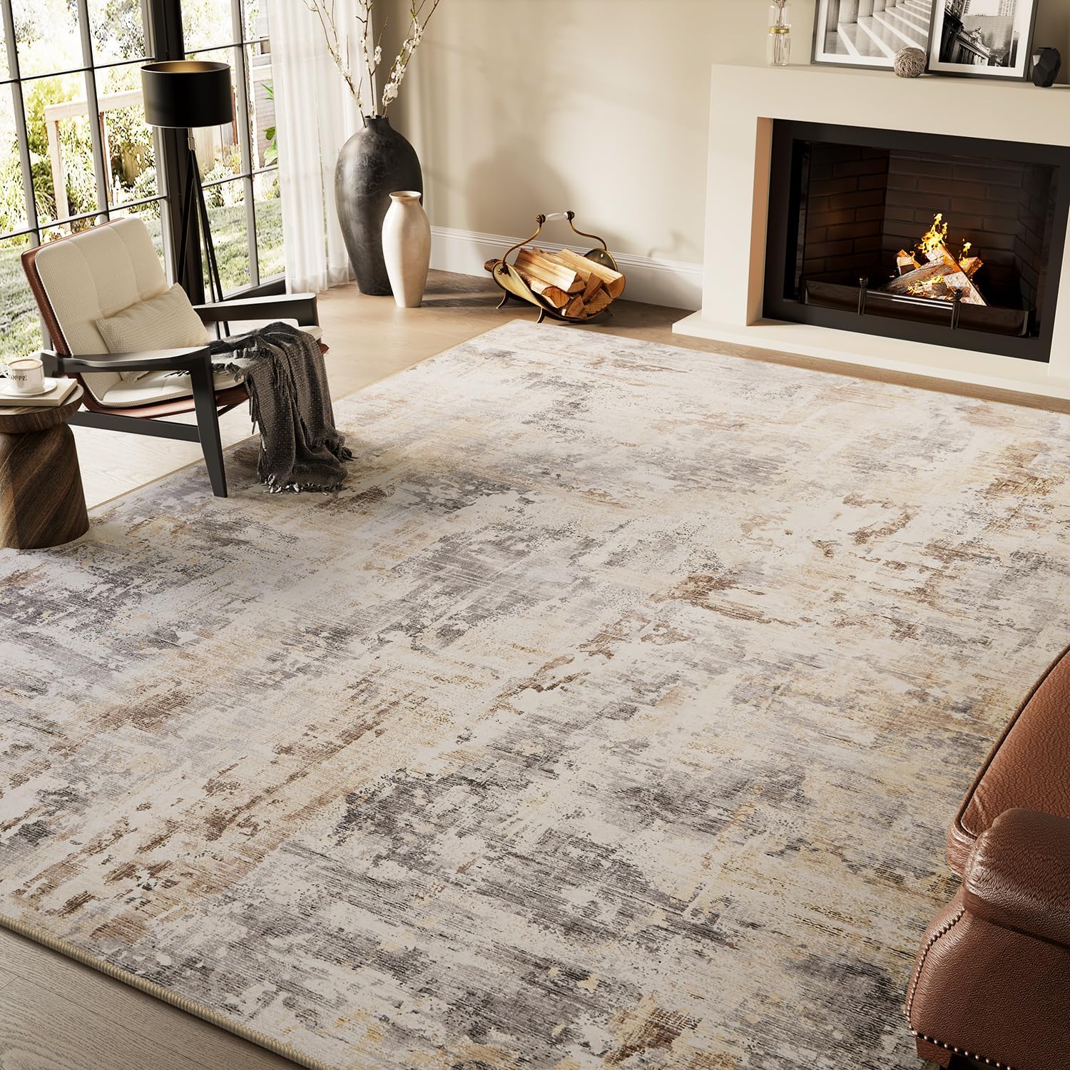 Tchido 9x12 Area Rug for Living Room - Modern Abstract Design