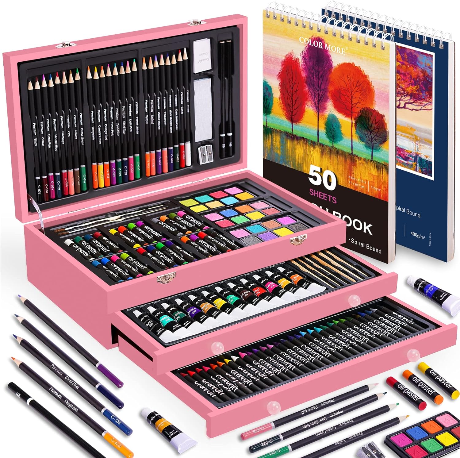 175 Piece Deluxe Art Set with Wooden Case for Creative Minds