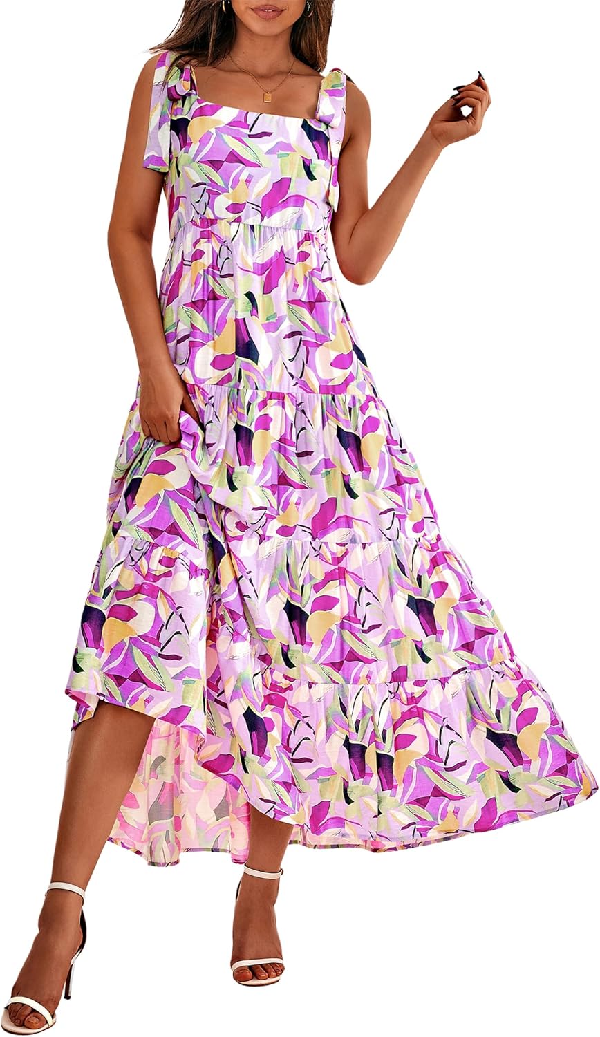 PRETTYGARDEN Summer Floral Maxi Dress for Women 2025