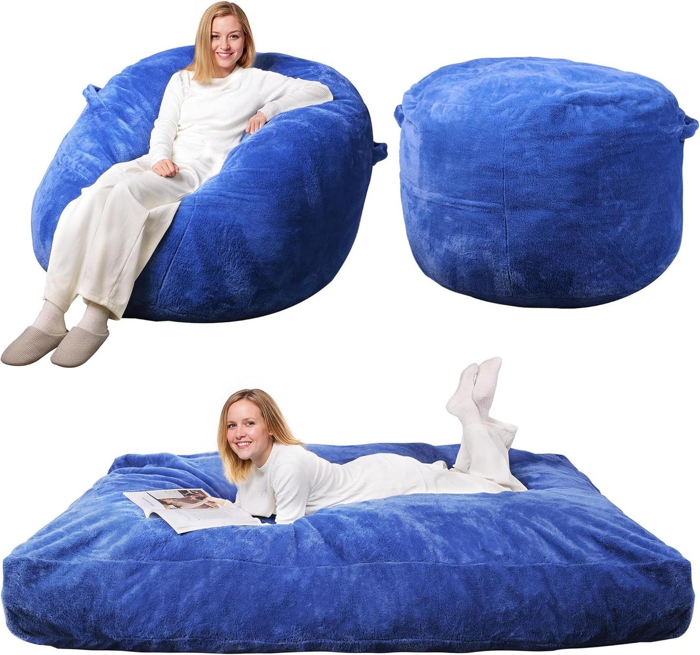 WLIVE 4FT Bean Bag Chair with High-Rebound Memory Foam Comfort