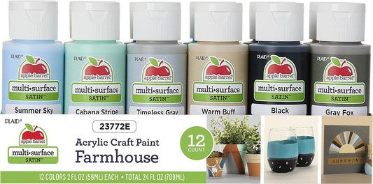 12 Vibrant Colors Apple Barrel Farmhouse Acrylic Paint Set