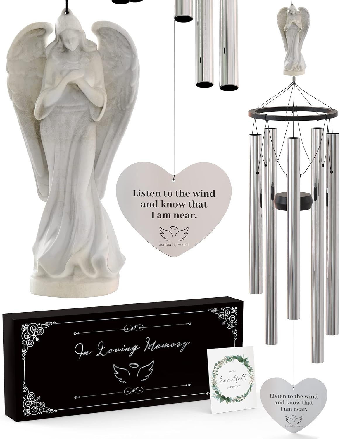Angel Memorial Wind Chimes for Loss of Loved One - 34 in Deep Tone