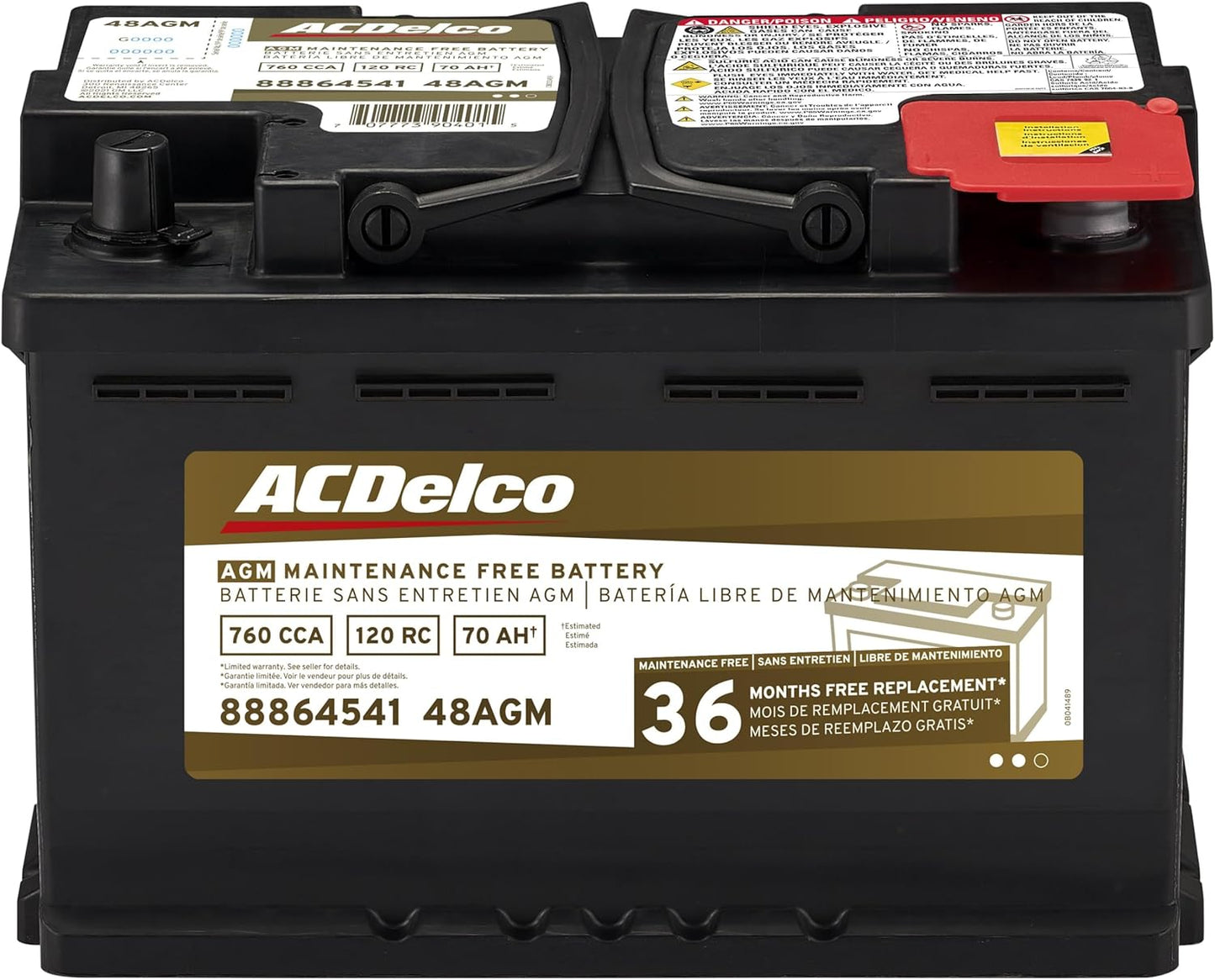 ACDelco Gold 48AGM Battery with 36 Month Warranty for Performance