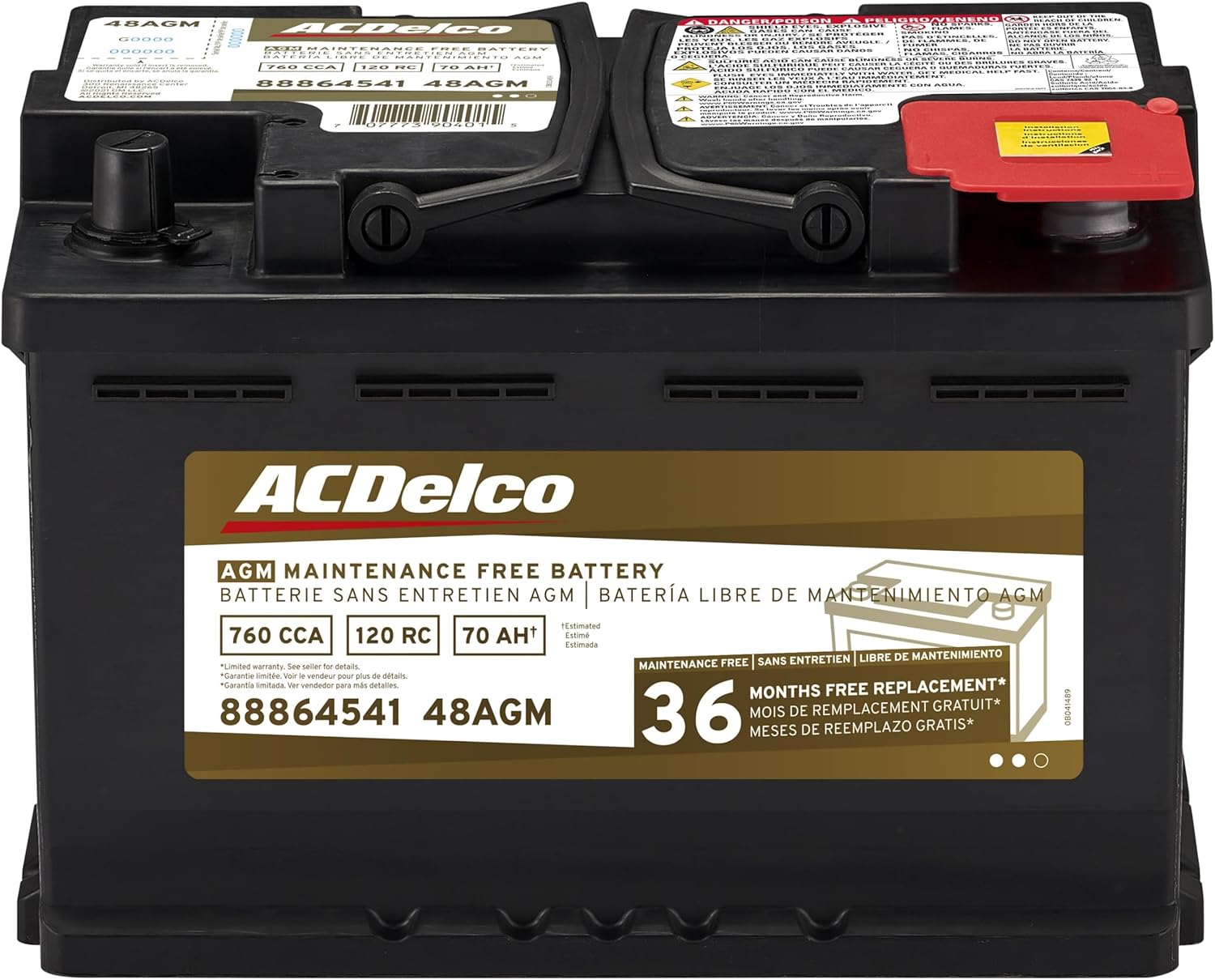 ACDelco Gold 48AGM Battery with 36 Month Warranty for Performance