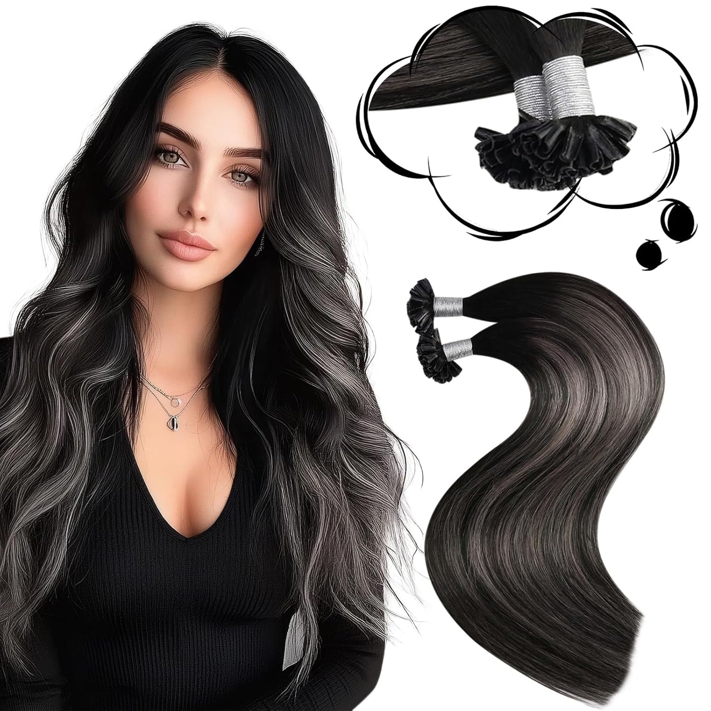 Moresoo U Tip Hair Extensions for Stunning Off Black Ombre Look