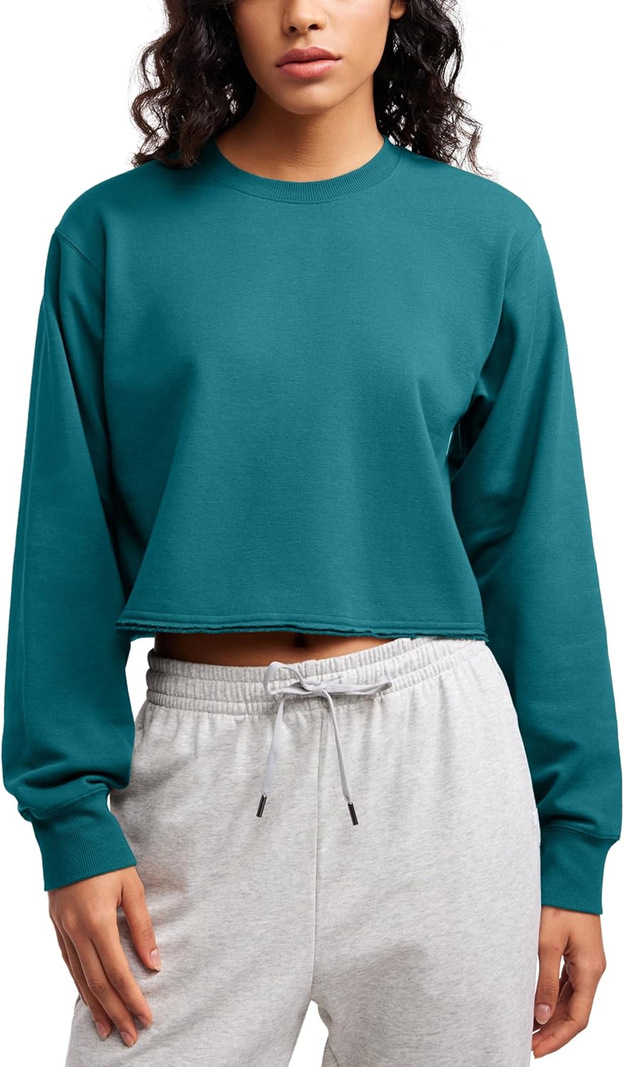 CRZ YOGA Womens Fleece Cropped Sweatshirts for Casual Wear