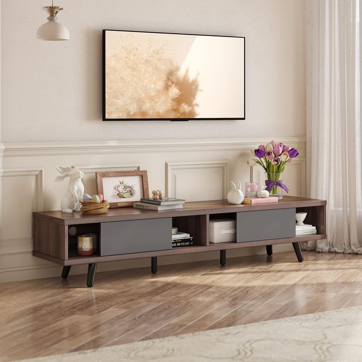 Mid Century Modern TV Stand - 70 Inch for 75 Inch TV