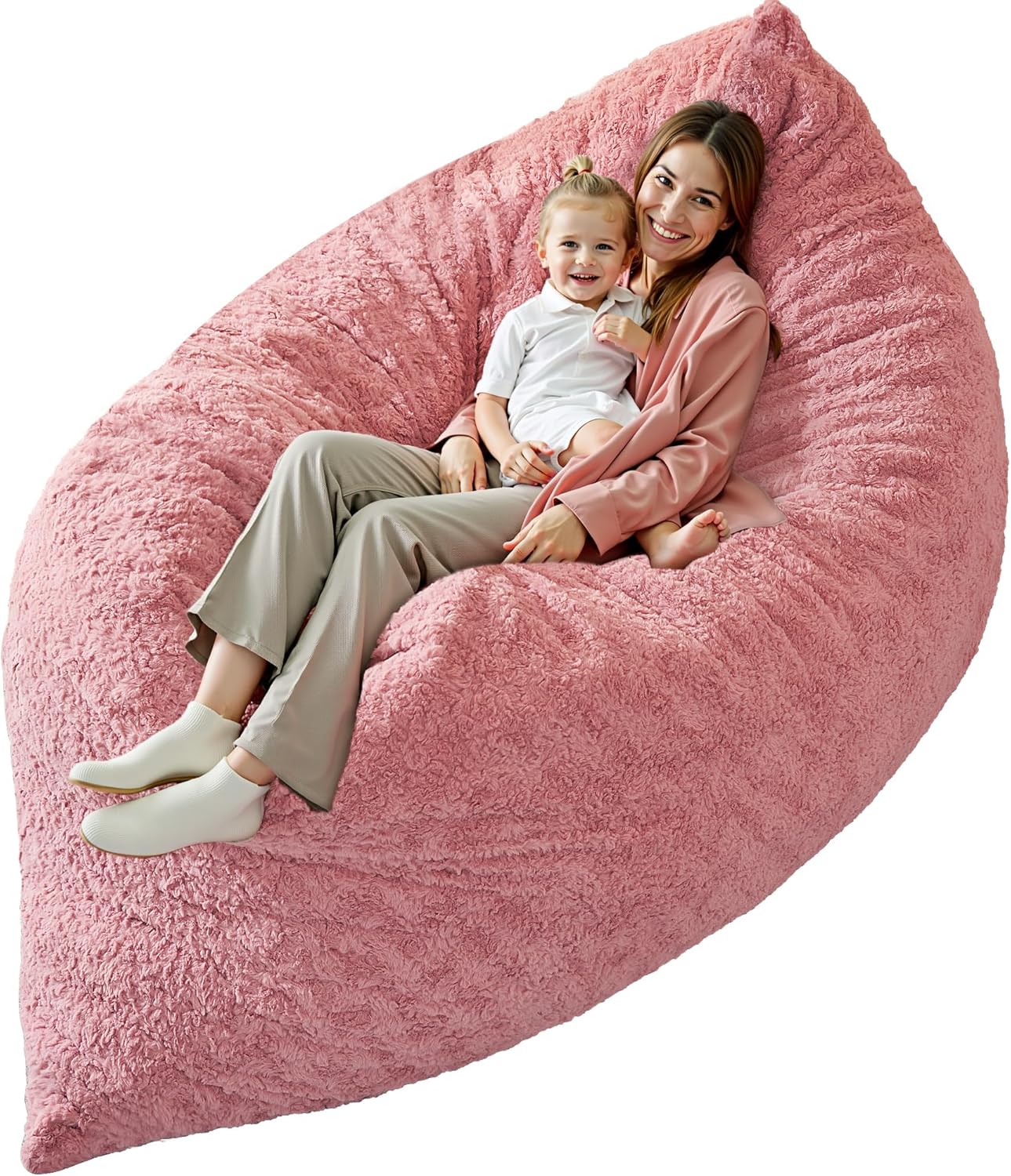 Luxe Memory Foam Bean Bag Sofa - Washable Fur Cover!